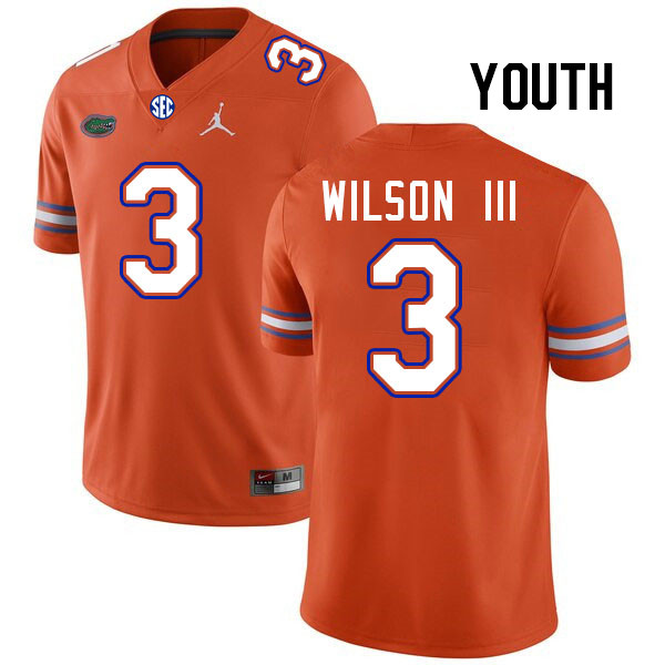 Youth #3 Eugene Wilson III Florida Gators College Football Jerseys Stitched-Orange